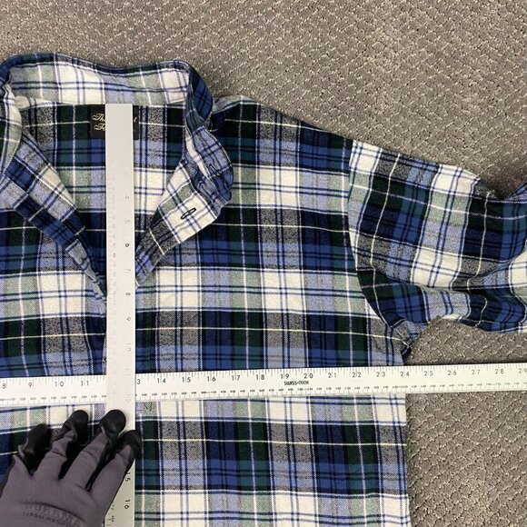 Vermont Flannel Co. Henley Shirt Men's Small Blue Green Plaid Check Pullover - Picture 8 of 13